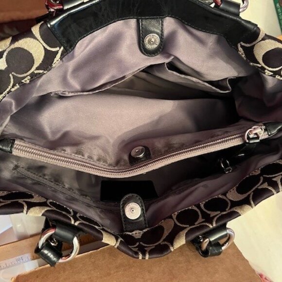 Coach Ashley Signature Satchel Bag Black/Brown - Picture 3 of 3